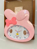 Pastel Pink Bow Bunny Shaped Wall Clock, Sparkly Rhinestone Cartoon Wall Decor, Sweet Aesthetic Home Ornament Gift For Young Girls